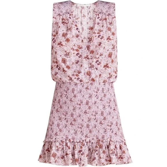 New Veronica Beard Cox Floral Smocked Flounce Mini Dress
Ruffle lavender XL - Picture 2 of 11